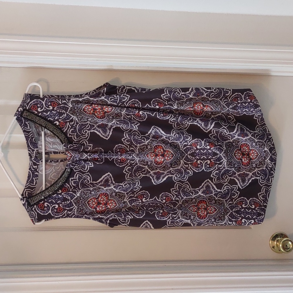 Market & Spruce Sleeveless shirt with beaded neckline, 3X